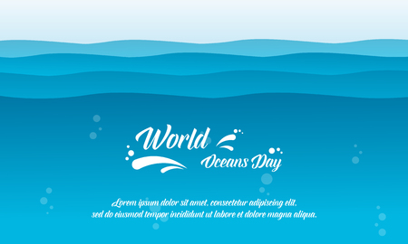 World ocean day background vector flat collection stockのイラスト素材