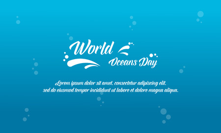 Blue background world ocean day style vector illustrationのイラスト素材