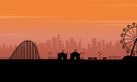 Silhouette park at the sunset sceneryのイラスト素材