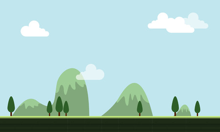 Game background hill cartoon style vector illustrationのイラスト素材