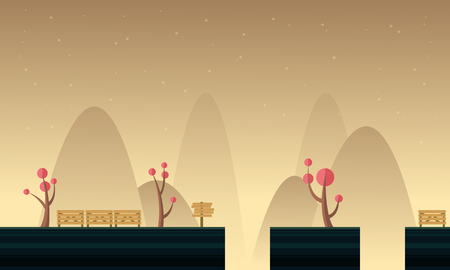 Vector art mountain scenery backgruond game collectionのイラスト素材