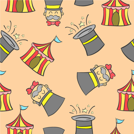 Hat and tent circus doodlesの写真素材