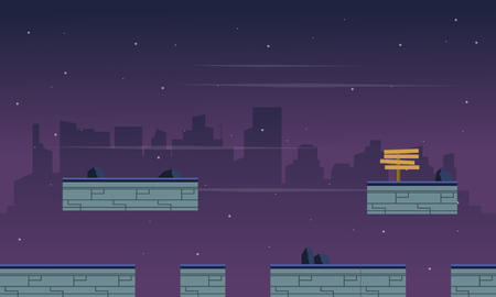 Collection game background with city landscapeのイラスト素材