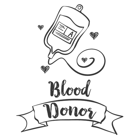 Blood donor day doodle hand draw styleのイラスト素材