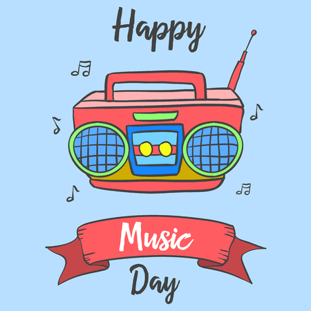 Happy music day celebration card style vector artのイラスト素材