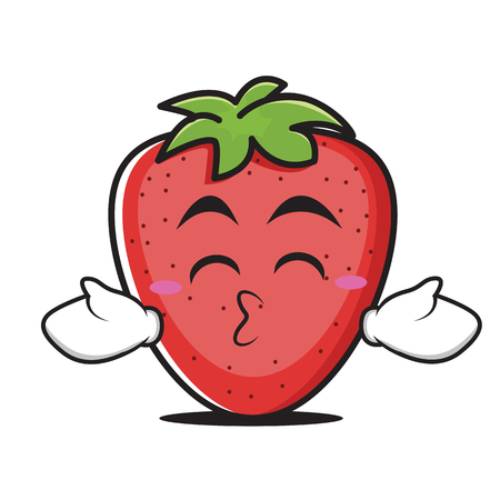 Kissing closed eyes strawberry character vector illustrationのイラスト素材