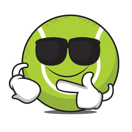 Super cool tennis ball character vector illustrationのイラスト素材
