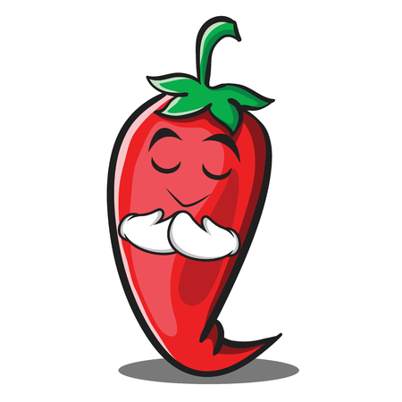 Praying red chili character cartoonのイラスト素材