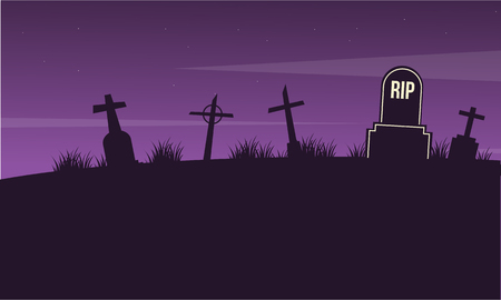 Graveyard landscape on Halloween collectionのイラスト素材