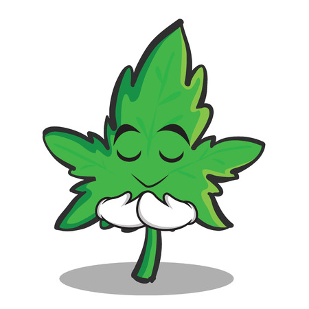 Praying face marijuana character cartoonのイラスト素材