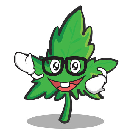 Geek face marijuana character cartoonのイラスト素材