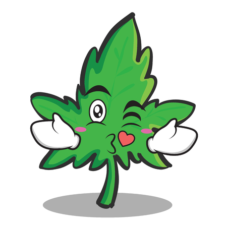 Kissing marijuana character cartoonのイラスト素材