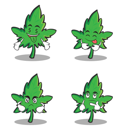 Collection marijuana character cartoon set vector illustrationのイラスト素材