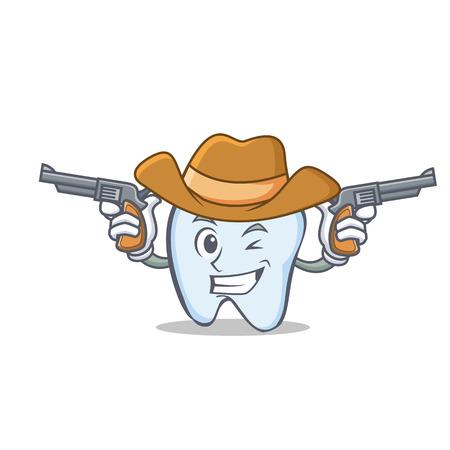 Cowboy tooth character cartoon styleのイラスト素材