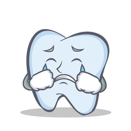 Crying tooth character cartoon style Vector illustration.のイラスト素材