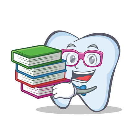 Student tooth character cartoon style with bookのイラスト素材