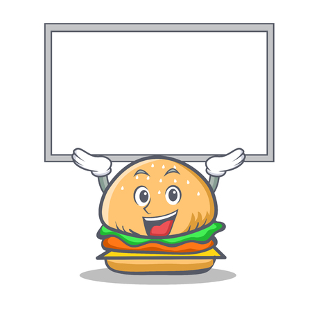 Up burger character fast food with boardのイラスト素材