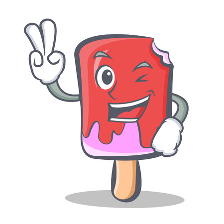 Two finger ice cream character cartoon vector illustrationのイラスト素材
