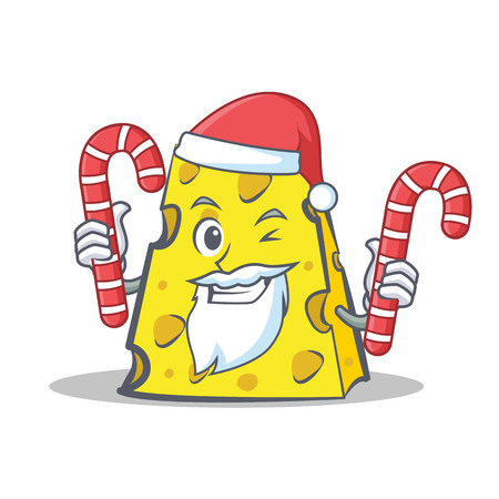 Santa cheese character cartoon style with candy vector illustrationのイラスト素材