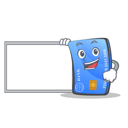 Credit card character cartoon with boardのイラスト素材