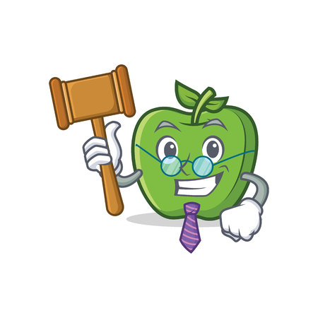 Judge green apple character cartoon vector illustrationのイラスト素材