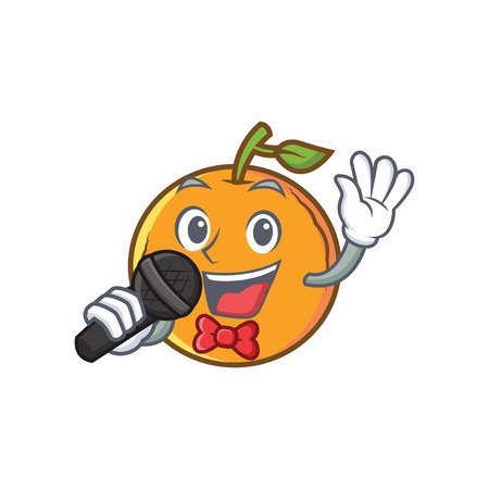Karaoke orange fruit cartoon character vector illustrationのイラスト素材
