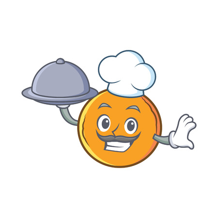 Chef with food orange fruit cartoon character vector illustrationのイラスト素材