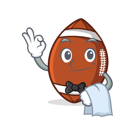 Waiter American football character cartoon.のイラスト素材