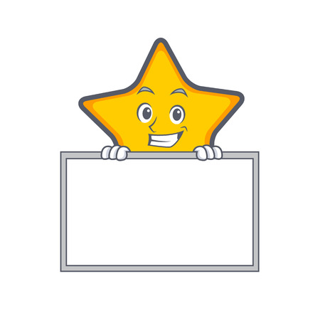Grinning star character cartoon style with board vector illustrationのイラスト素材