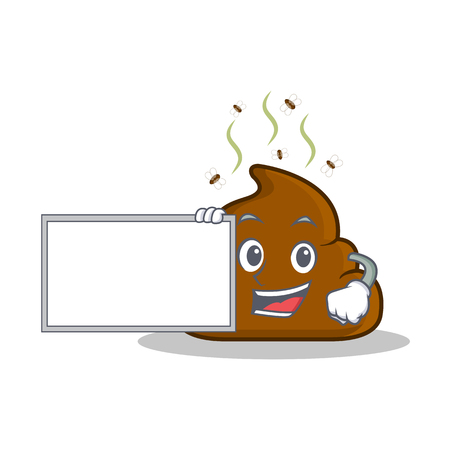 With board Poop emoticon character cartoonのイラスト素材