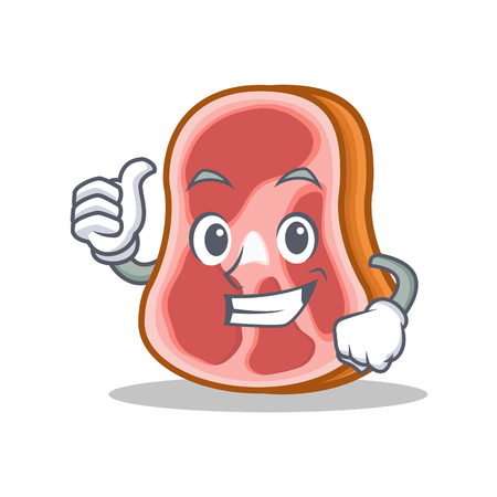 Thumbs up meat cartoon food character vector illustrationのイラスト素材