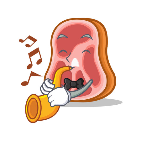 With trumpet meat character cartoon food vector illustrationのイラスト素材