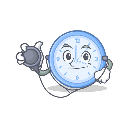 Doctor clock character cartoon style vector illustrationのイラスト素材