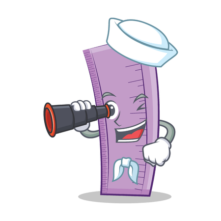 Sailor with binocular ruler character cartoon styleのイラスト素材
