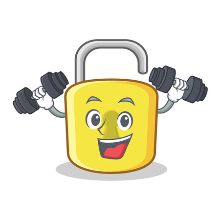 Fitness yellow lock character mascotのイラスト素材