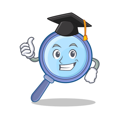 Graduation magnifying glass character cartoon vector illustrationのイラスト素材