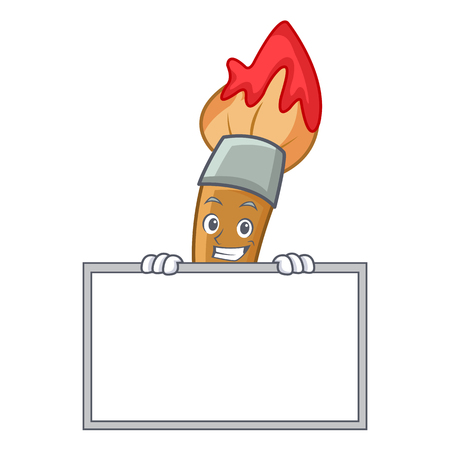 Grinning with board paint brush character cartoon vector illustrationのイラスト素材