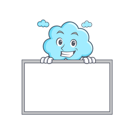 Grinning cute cloud with boardのイラスト素材