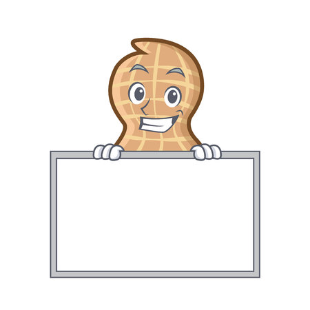 Grinning with board peanut character cartoon style vector illustrationのイラスト素材