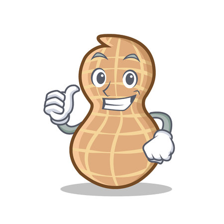 Thumbs up peanut character cartoon style vector illustrationのイラスト素材