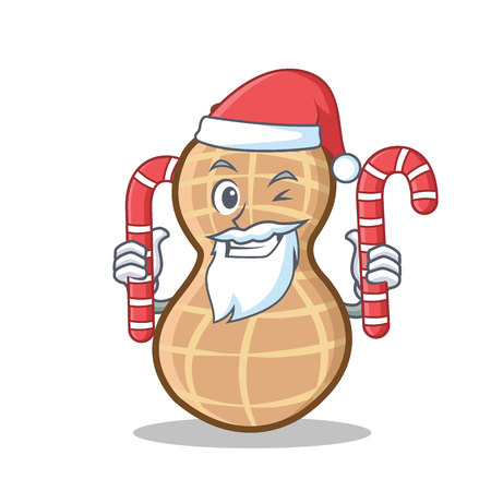 Santa with candy peanut character cartoon style vector illustrationのイラスト素材