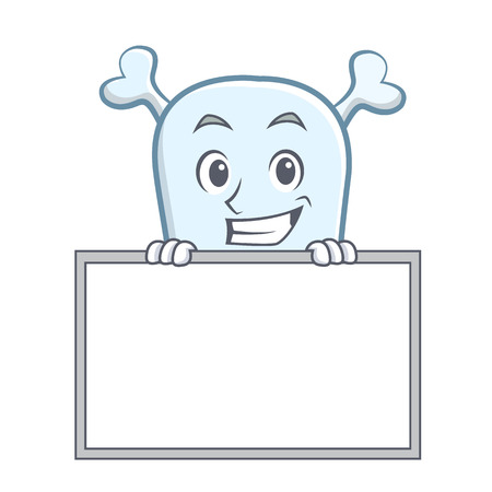 Grinning with board skull character cartoon style vector illustrationのイラスト素材