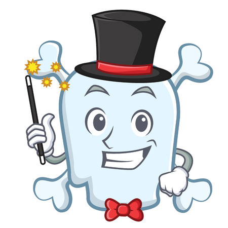 Magician skull character cartoon style vector illustrationのイラスト素材