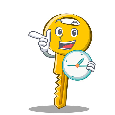 With clock key character cartoon style vector illustration.のイラスト素材