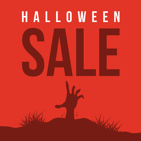 Halloween sale with red backgroundのイラスト素材