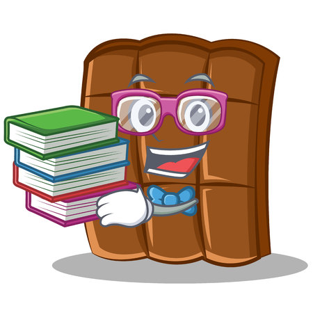 Student with book chocolate character cartoon styleのイラスト素材