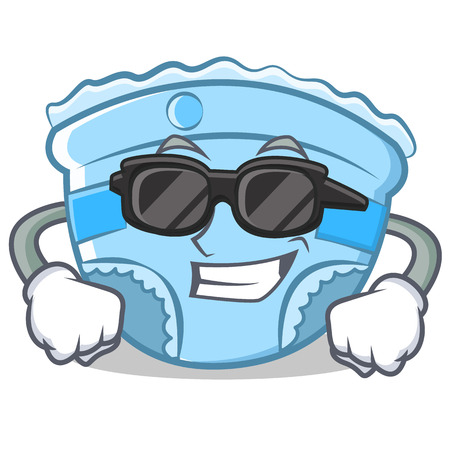 Super cool baby diaper character cartoon vector illustrationのイラスト素材
