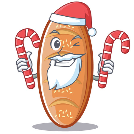 Santa with candy baked bread character cartoonのイラスト素材