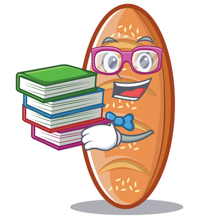 Student with book baked bread character cartoonのイラスト素材