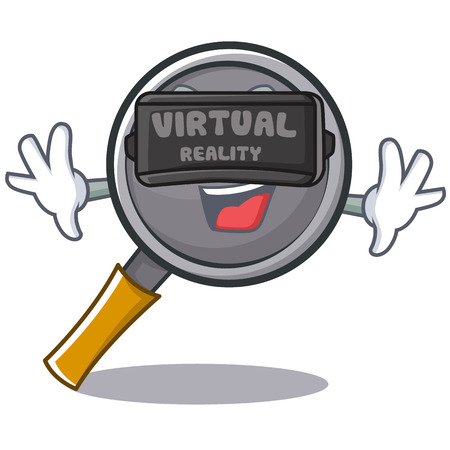 Wityh virtual reality frying pan cartoon characterのイラスト素材